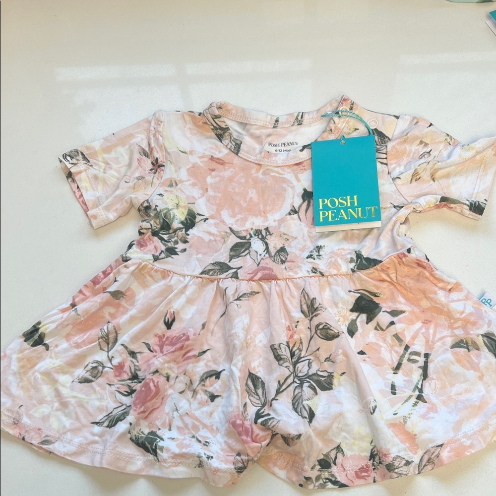 Posh Peanut Floral Dress - Peach and Olive NWT